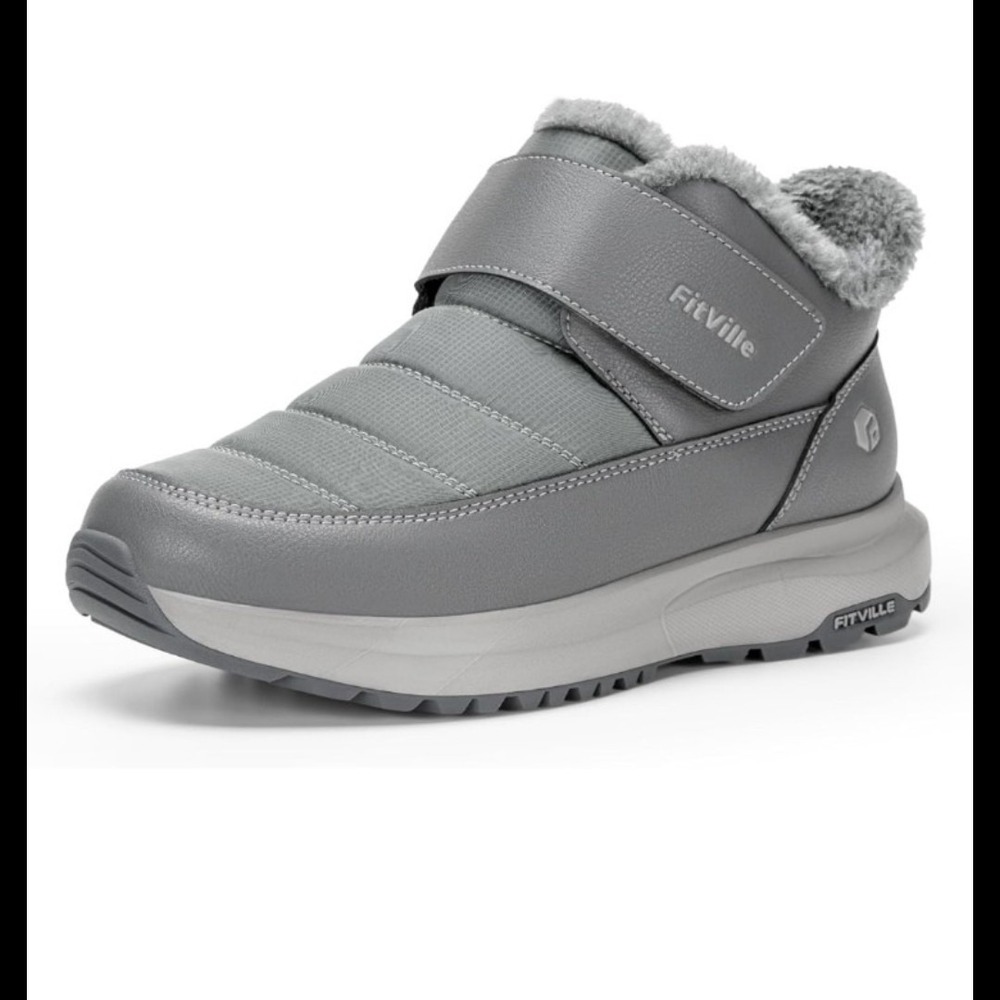 FitVille CozyCore V15 Men's Winter Boots 10W Grey Wide Water Resistant Warm